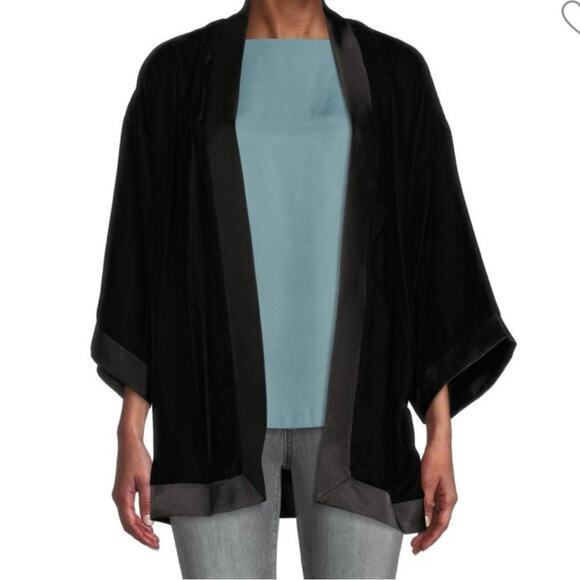 Max‎ Studio Open Front Kimono velvet smoking jacket size Xs - Picture 1 of 7